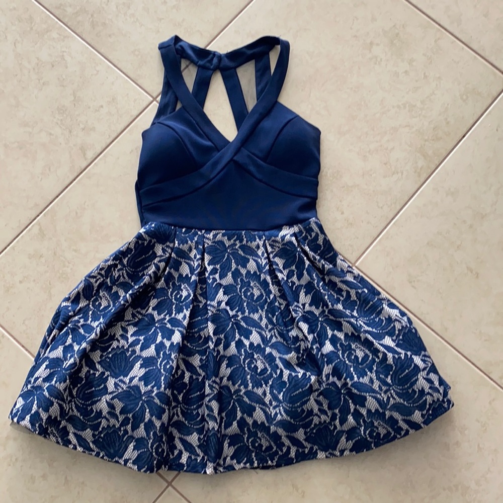HOMECOMING DRESS NAVY BLUE LACE